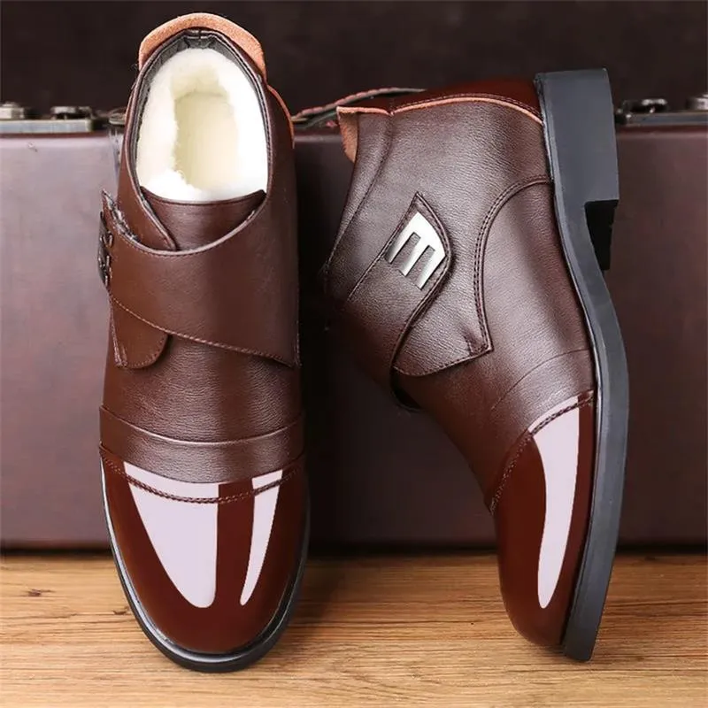 Christmas Early Sale 47% OFFMen's Warm Faux Fur lined Ankle Snow Business Boots
