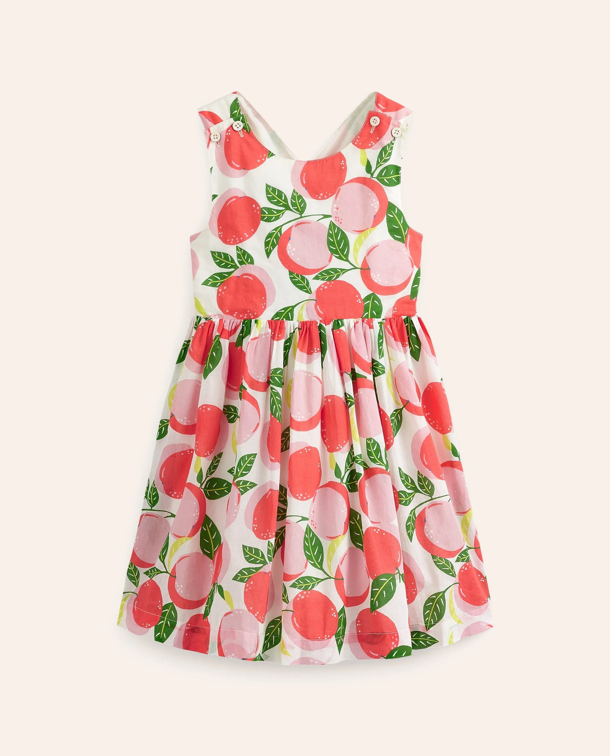 Cross-Back Dress-Ivory Peaches