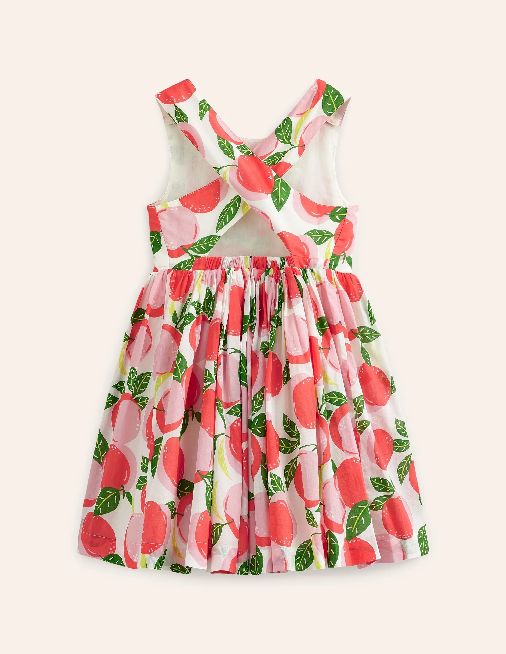 Cross-Back Dress-Ivory Peaches