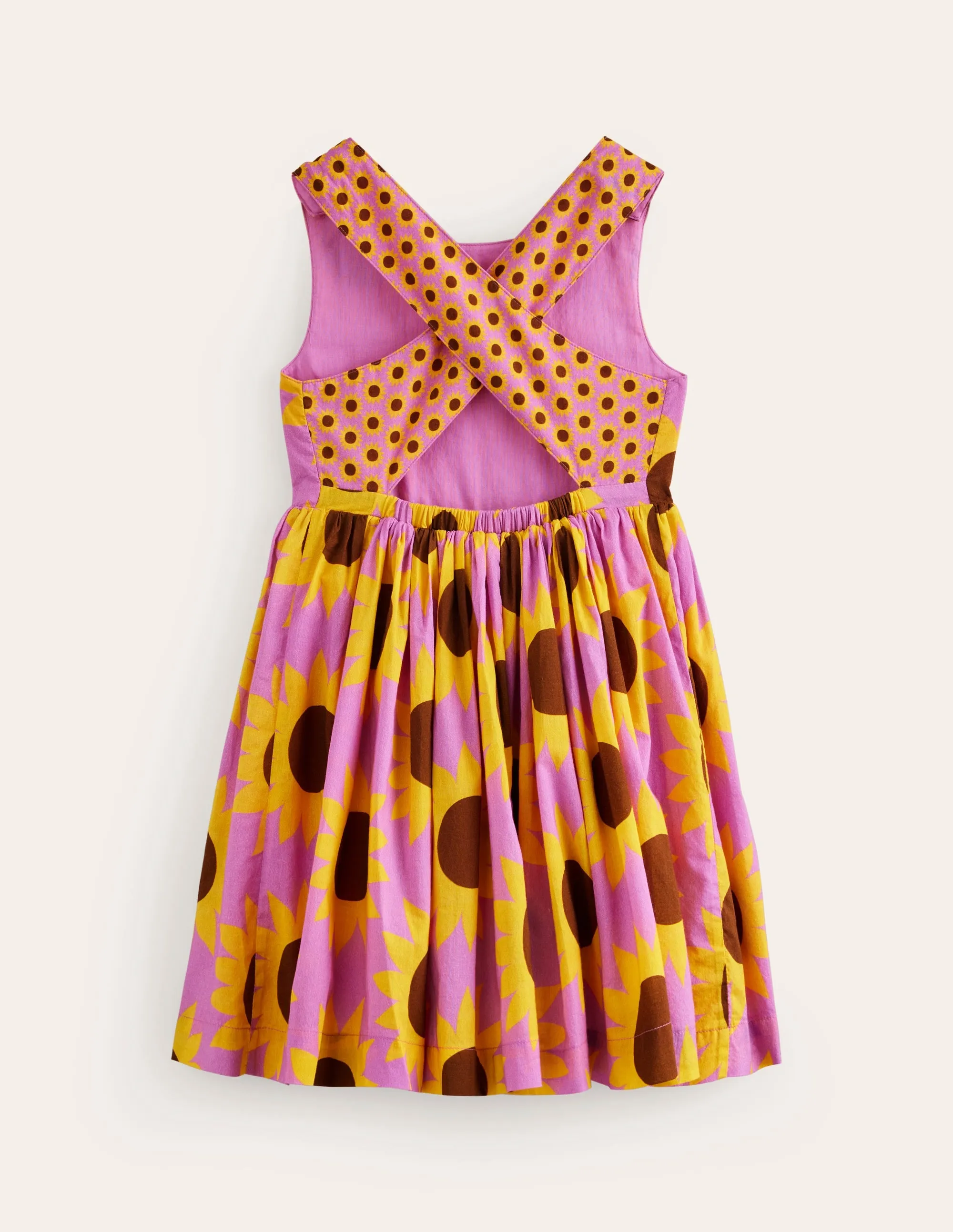 Cross-Back Dress-Pink Sunflower Geo