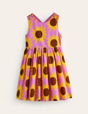 Cross-Back Dress-Pink Sunflower Geo