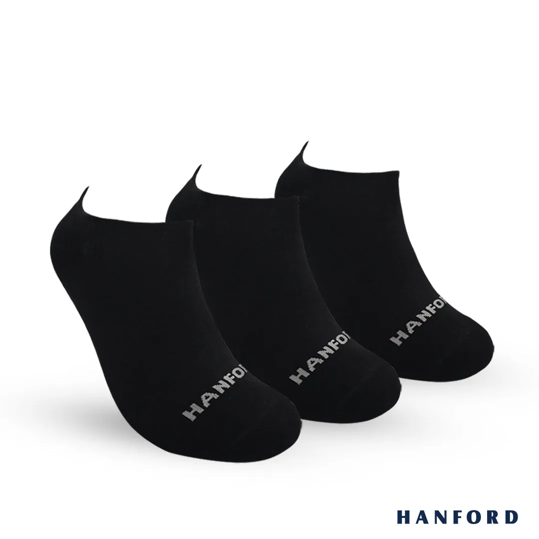 Hanford Men Ladies Teens Casual Everyday Comfort Cotton Non Slip Low Cut Sneaker Socks Levin Black White Gray - 3pairs