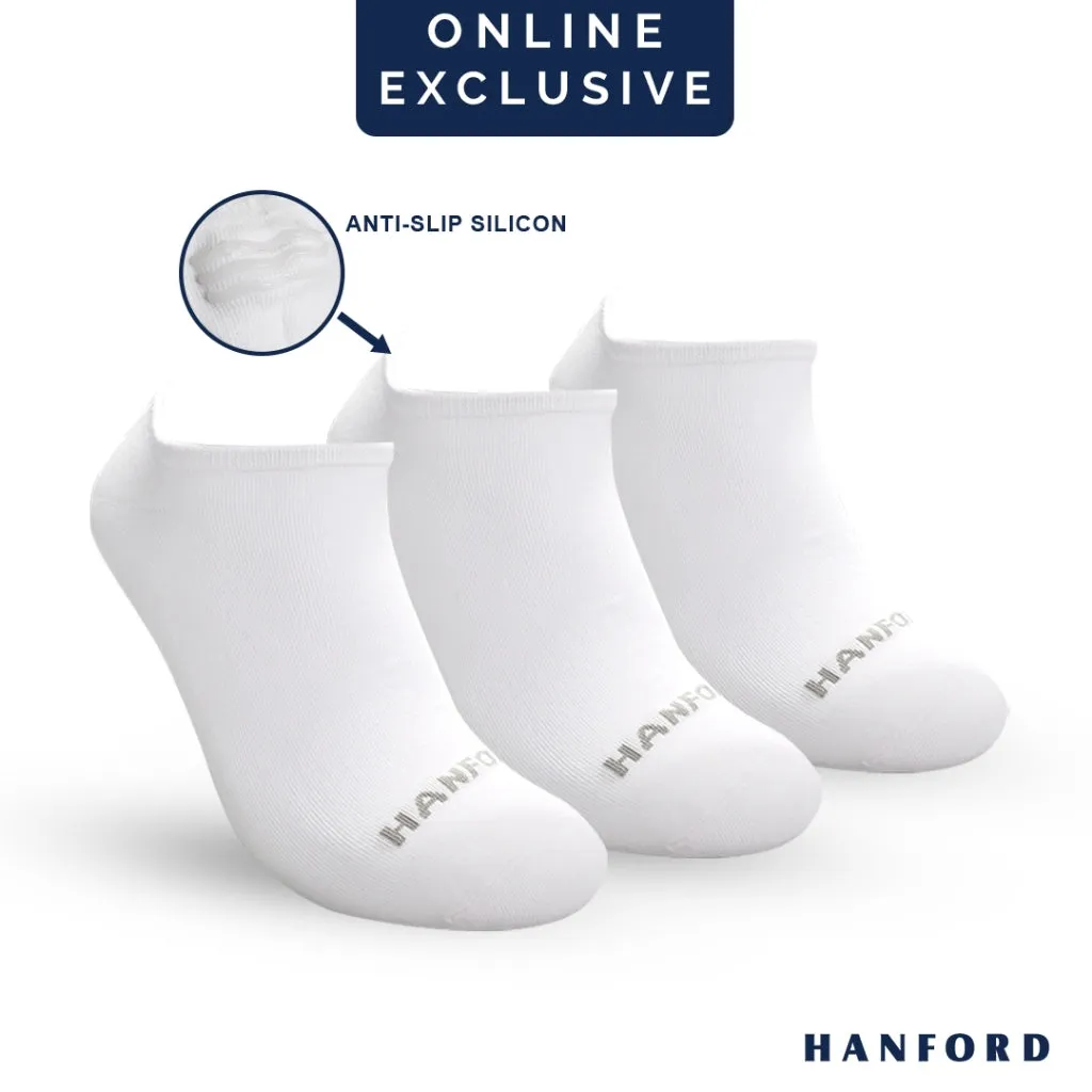 Hanford Men Ladies Teens Casual Everyday Comfort Cotton Non Slip Low Cut Sneaker Socks Levin Black White Gray - 3pairs