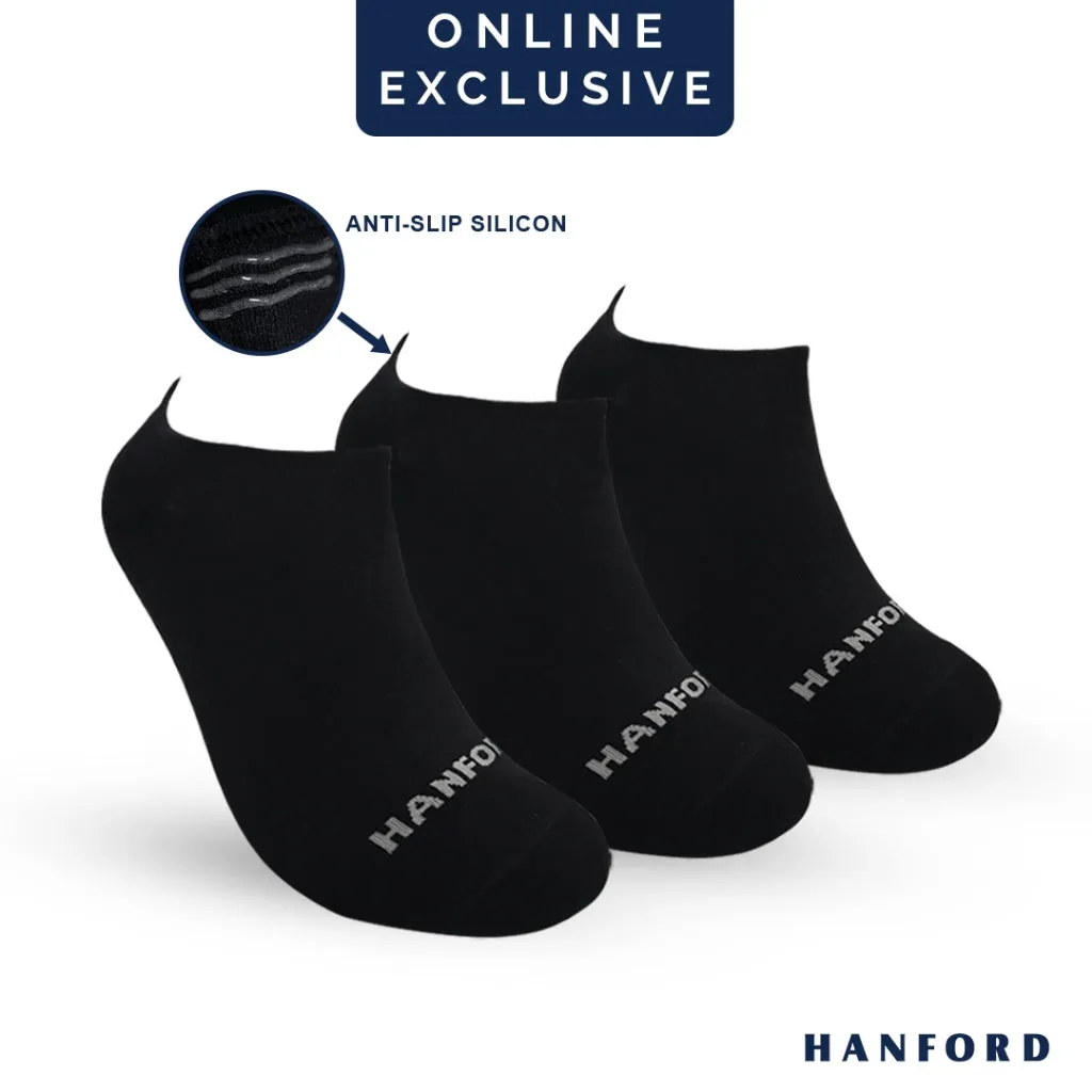Hanford Men Ladies Teens Casual Everyday Comfort Cotton Non Slip Low Cut Sneaker Socks Levin Black White Gray - 3pairs