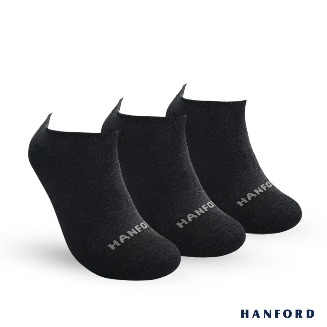 Hanford Men Ladies Teens Casual Everyday Comfort Cotton Non Slip Low Cut Sneaker Socks Levin Black White Gray - 3pairs