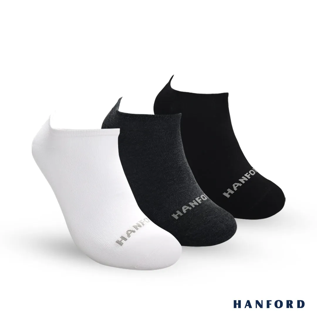 Hanford Men Ladies Teens Casual Everyday Comfort Cotton Non Slip Low Cut Sneaker Socks Levin Black White Gray - 3pairs