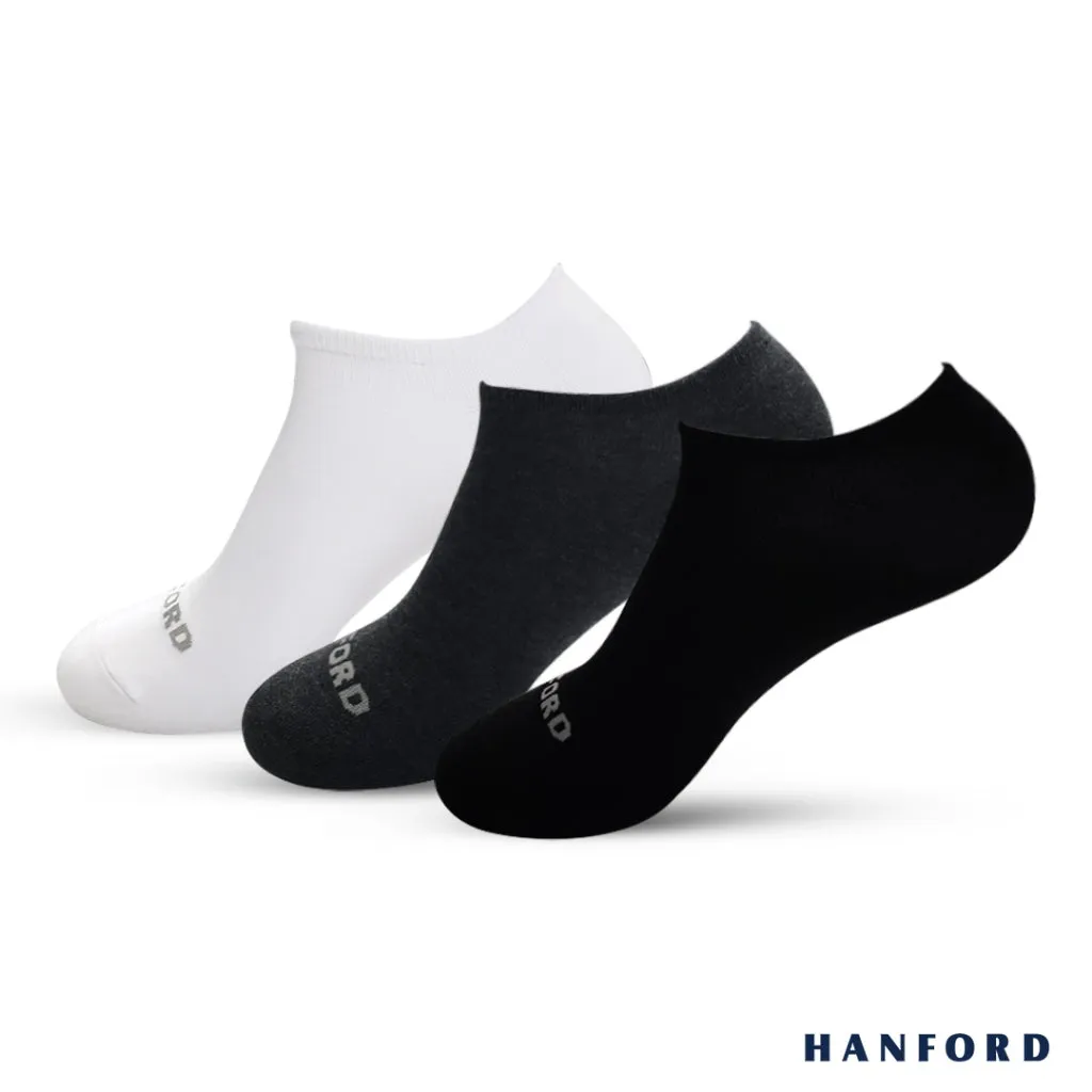 Hanford Men Ladies Teens Casual Everyday Comfort Cotton Non Slip Low Cut Sneaker Socks Levin Black White Gray - 3pairs