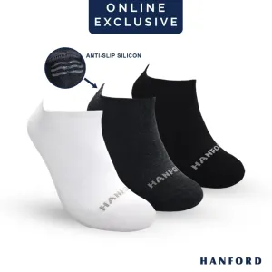 Hanford Men Ladies Teens Casual Everyday Comfort Cotton Non Slip Low Cut Sneaker Socks Levin Black White Gray - 3pairs