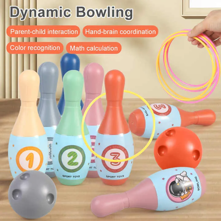 Kids Sports Toys Bowling Ball Toy Ring-مجموعة حلقات لعبة كرة البولينج
