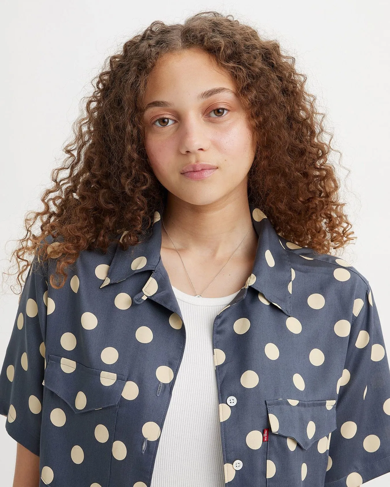 Levi's® Womens Ember S/S Bowling Shirt - Annie Dot Navy Smoke