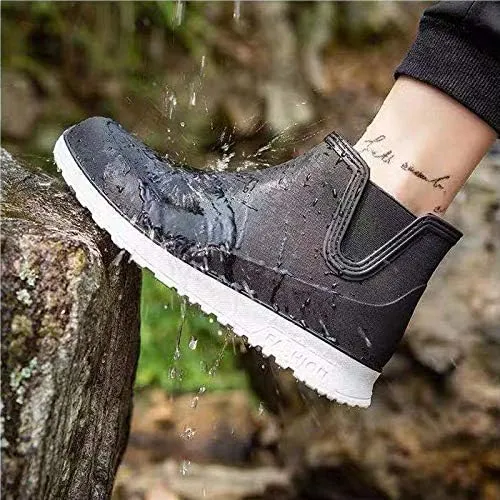 Men's Ankle Rain Boots Waterproof Short Rain Shoes for Garden Work