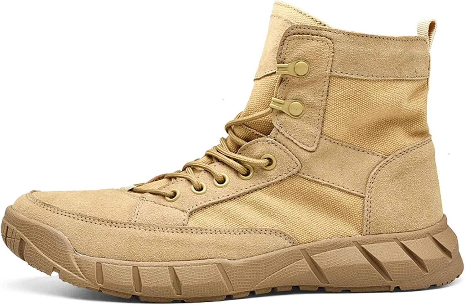 Men's Hiking Boots Walking Leather Waterproof Trail Running Climbing High Rise Shoes-Khaki||EU39/US7