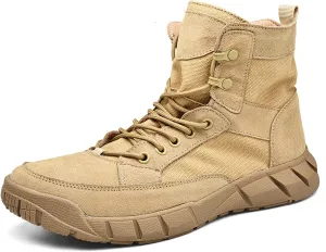 Men's Hiking Boots Walking Leather Waterproof Trail Running Climbing High Rise Shoes-Khaki||EU39/US7