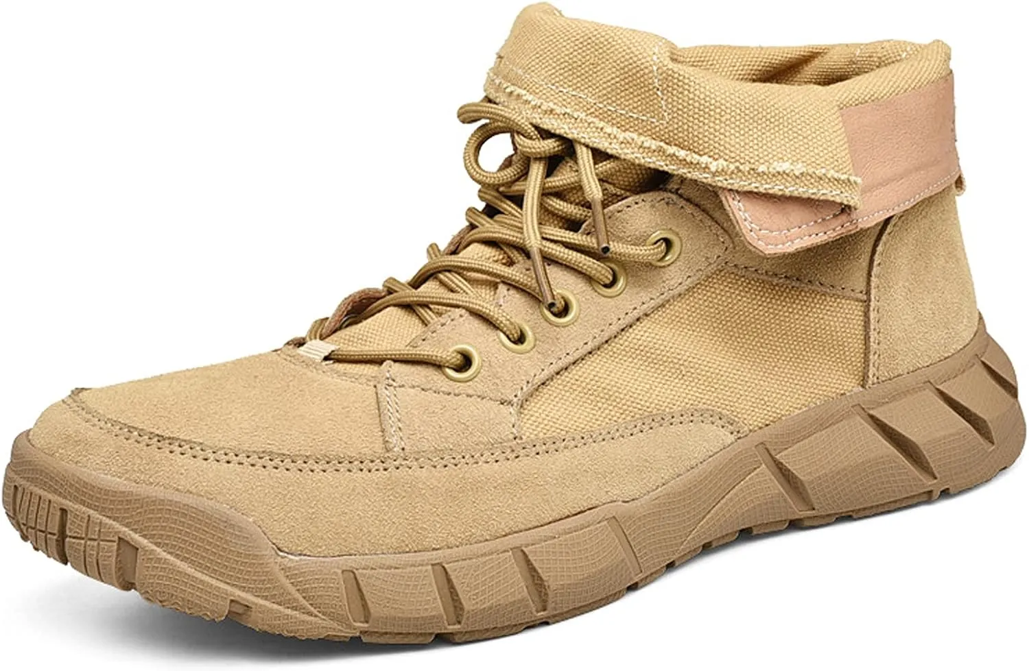 Men's Hiking Boots Walking Leather Waterproof Trail Running Climbing High Rise Shoes-Khaki||EU39/US7