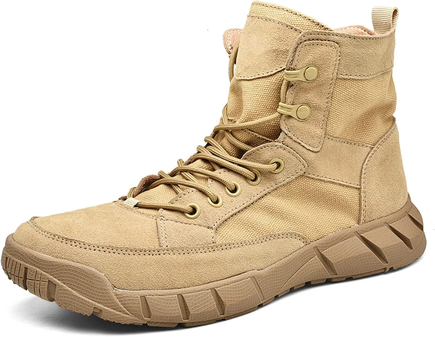Men's Hiking Boots Walking Leather Waterproof Trail Running Climbing High Rise Shoes-Khaki||EU39/US7