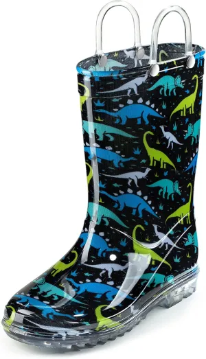 Puddle Play Toddler and Kids Waterproof PVC Rain Boots with Easy-On Handles  Lightweight Slip-Resistant Outdoor Boots for Boys and Girls